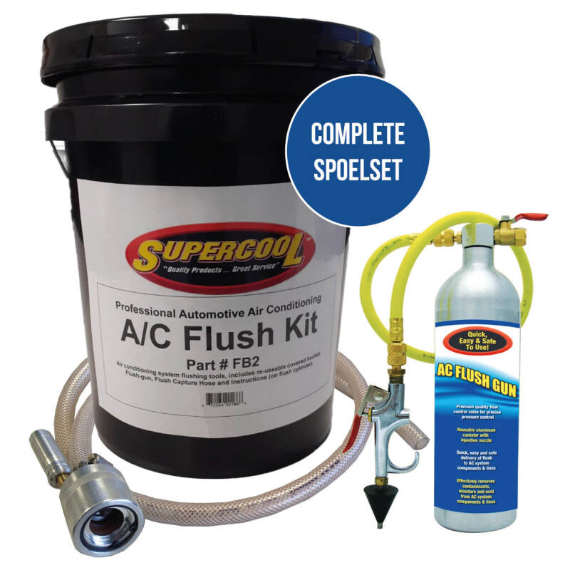 Spoel uw aircosysteem op een professionele manier met deze spoelemmer. 
Inhoud: 
- Spuitpistool met conische ‘spoelmond’.
- Hervulbare spoelvloeistof canister.
- Afvoerslang met opvangemmer.

Kijk ook bij het tabblad documenten voor de handleiding o