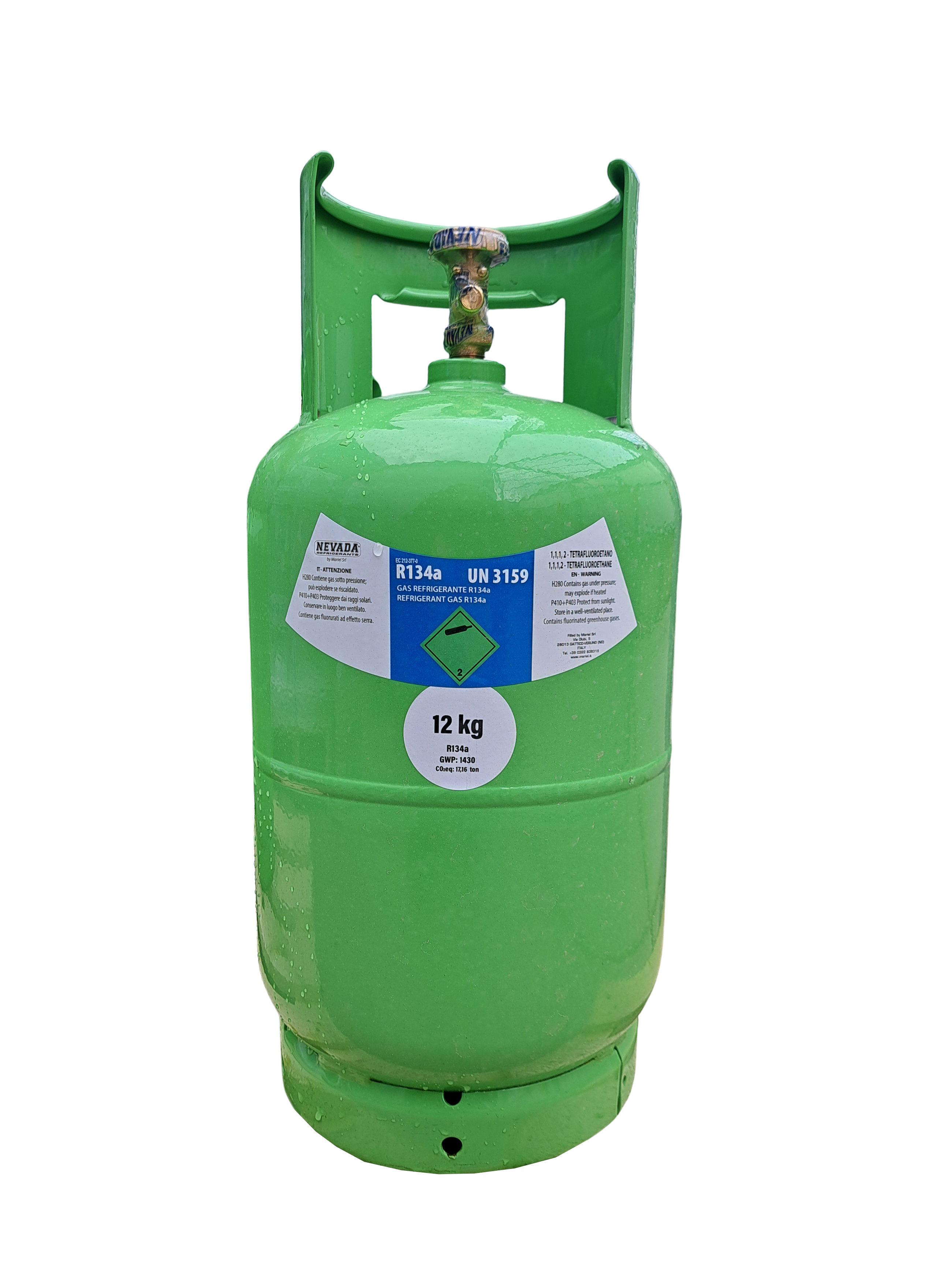 R134A koudemiddel in waarborg cylinder 12KG